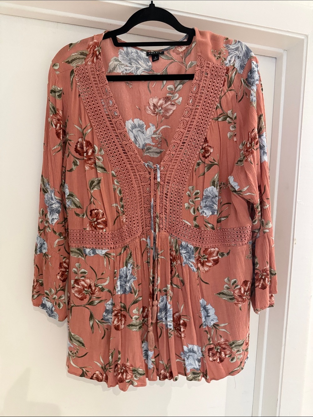 Women’s Torrid Floral Baby Doll Top with Lace Embellishment